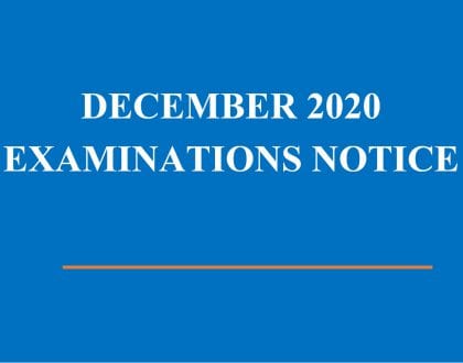 REMINDER: END OF NORMAL EXAMINATION REGISTRATION FOR DECEMBER 2020